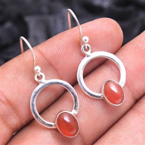 Natural Carnelian Oval Shape Gemstone Pretty Earring Etsy