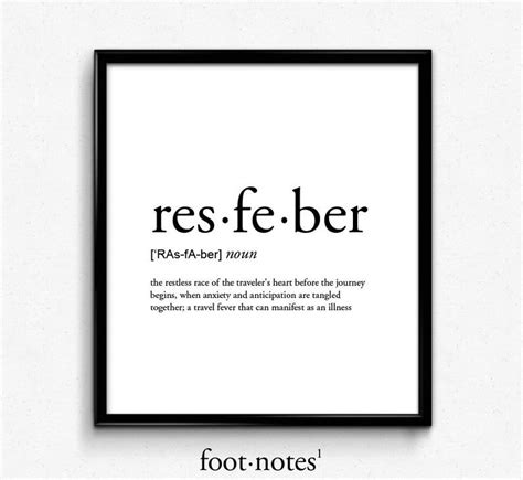 Resfeber Definition Romantic Dictionary Art Print Office Etsy College