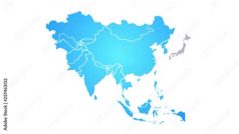Asia Continent Map Showing Up Intro By Regions 4k Animated Asia Map