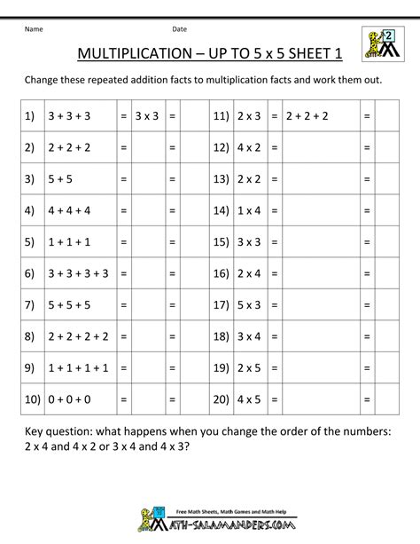 Foundations Of Multiplication Grade 2 Worksheets