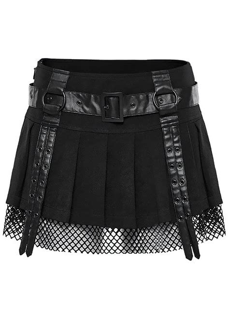 Punk Rave Punk Mesh Pleated Mini Skirt Attitude Clothing