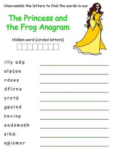 Frog Prince Anagram Puzzles