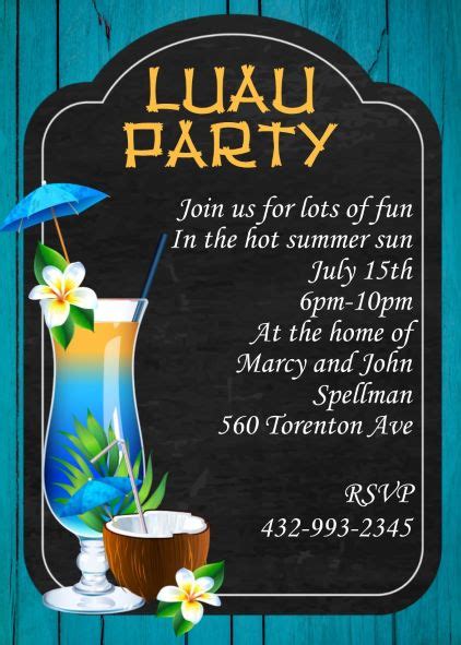 Luau Party Invitations Tropical And Beach Party Summer 2018