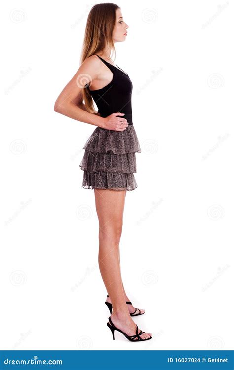 Full Length Side View Of A Beautiful Blonde Girl Stock Photo Image Of