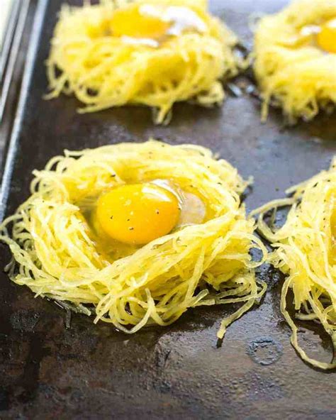 Spaghetti Squash Egg Nests Inquiring Chef