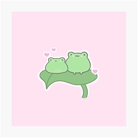 Cute Happy Frog Couple On A Leaf Photographic Print For Sale By