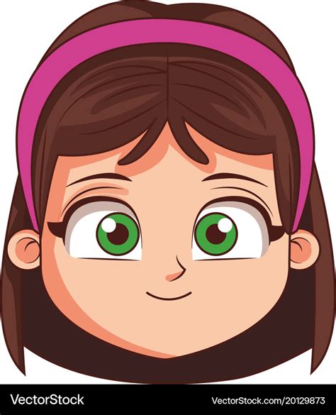Beautiful Girl Face Cartoon Royalty Free Vector Image