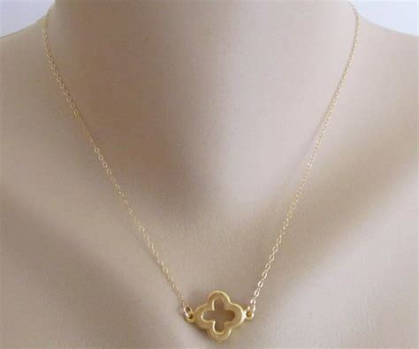 Thick Gold Clover Necklace 14kt Gold Filled Necklace T For Her On