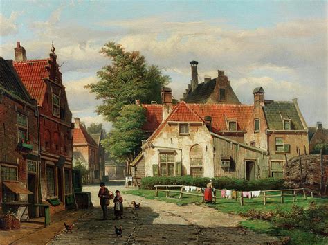 Dutch Street Scene In Summer Painting By Willem Koekkoek
