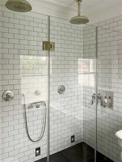 However, please contact a professional installer to check on the maintainability and suitability i love the subway tile look with a modern flare. 26 white bathroom tile with grey grout ideas and pictures 2020