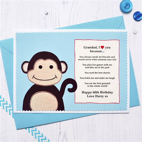 Monkey Love You Because Personalised Birthday Card By Jenny Arnott