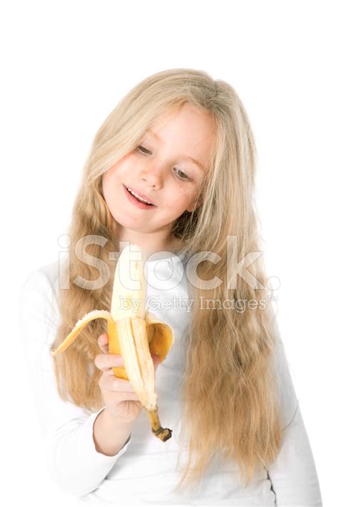 Young Blond Girl Holding Banana Stock Photo Royalty Free Freeimages