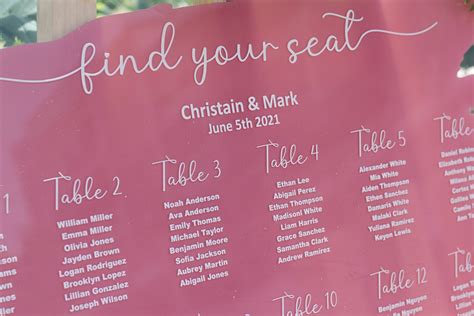 Acrylic Seating Chart Find Your Seat Sign Custom Seating Etsy