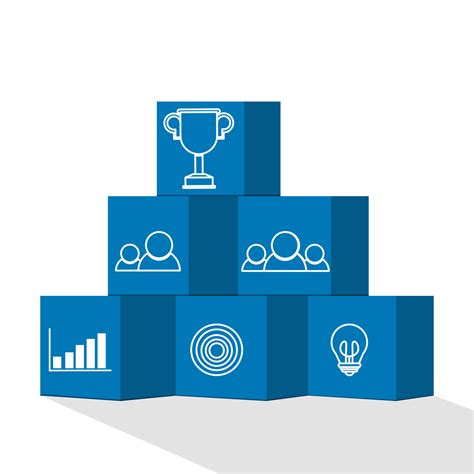 concept of Teamwork and Success. block with icon, leader business.Key