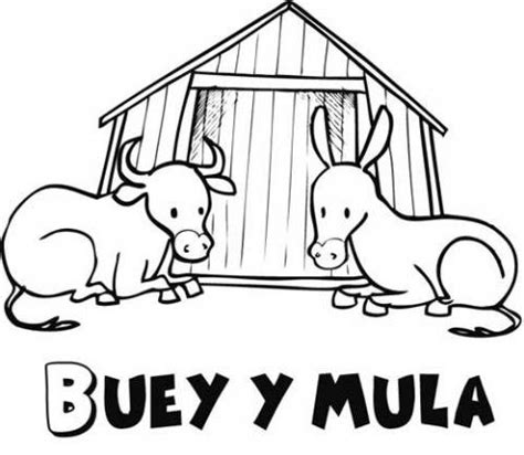 Imagen de un burro para colorear. La casita de Nazaret: La mula y el buey, ¿sí o no?