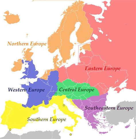 Different Regions Of Europe
