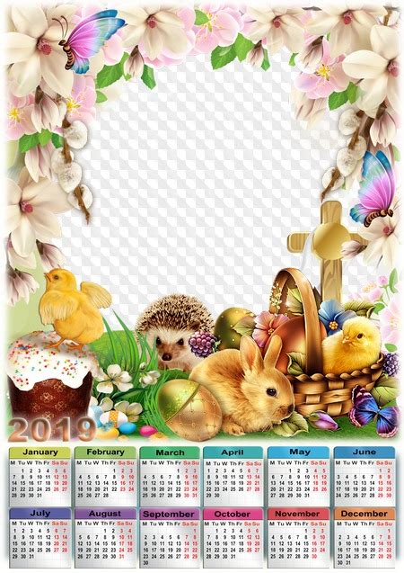 Easter 2019 Calendar Psd Png Template Calendar For Photoshop
