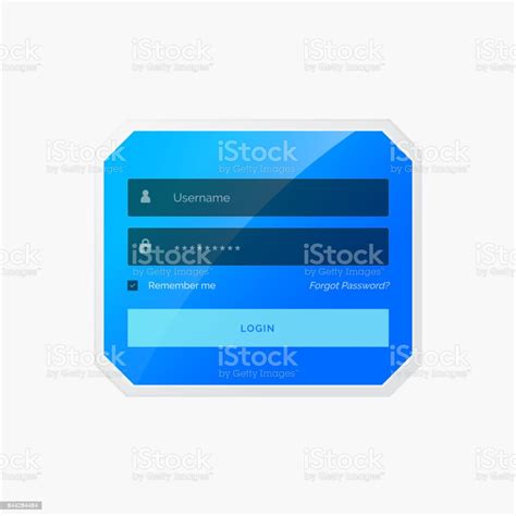Blue Login Form Template Design In Vector Style Stock Illustration