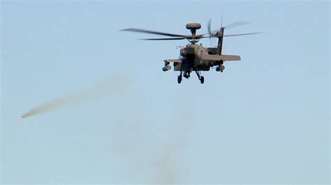 Ah 64 Apache Helicopter In Action Rocket Launch Machine Gun Live