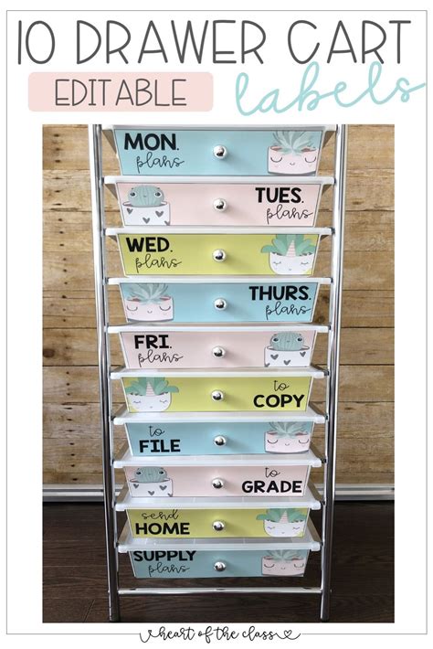 10 Drawer Cart Labels Calm And Cozy Collection Classroom Makeover