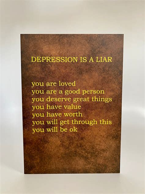 Depression Is A Liar Supportive Greeting Card Etsy