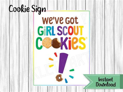 Girl Scout Cookie Booth We Have Cookies Sign Sheet Printable Etsy