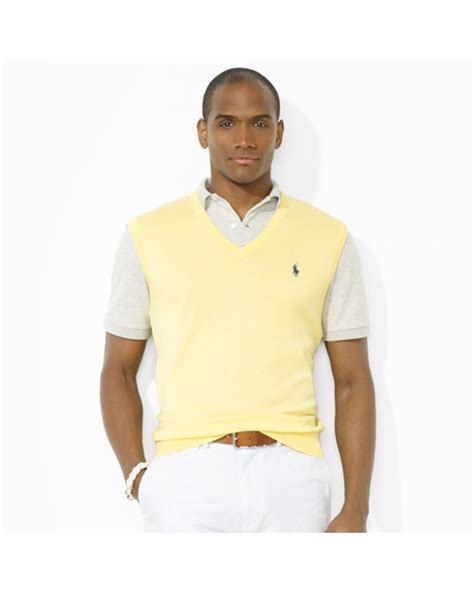 Polo Ralph Lauren Vneck Sweater Vest In Yellow For Men Lyst