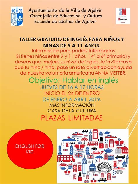 Taller De Inglés Para Niños De 8 A 11 Años Desde El 24 De Enero