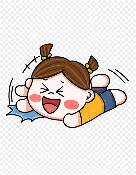 大聲笑著快樂的小女孩 笑著小女孩圖釋包, 小女孩剪貼畫, 可愛的表情包, 手繪卡通素材圖案，PSD和PNG圖片免費下載