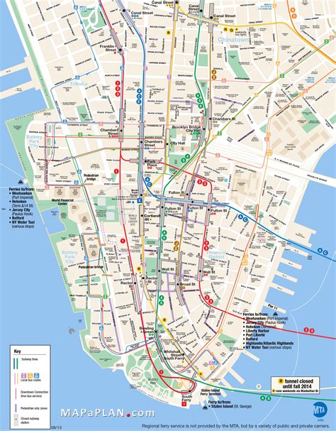 New York Top Tourist Attractions Map 38 Lower Manhattan Key Bus Map High Resolution 