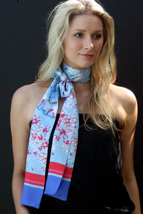 Magnolia Long Skinny Silk Scarf Things Are Electric