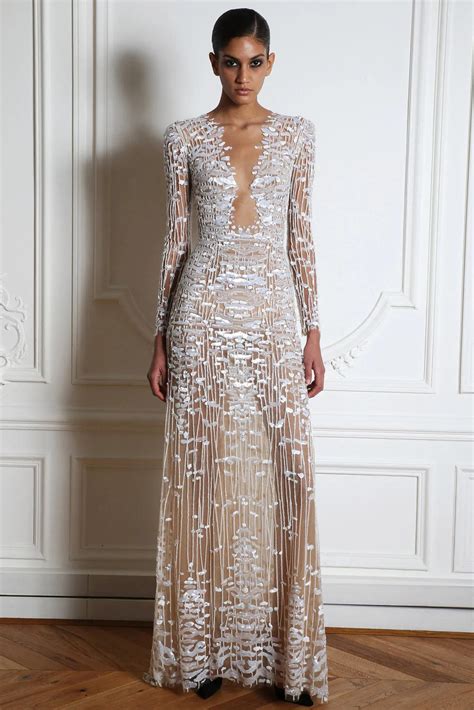 Zuhair Murad Nude Embellished Tulle Evening Gown Look At Stdibs