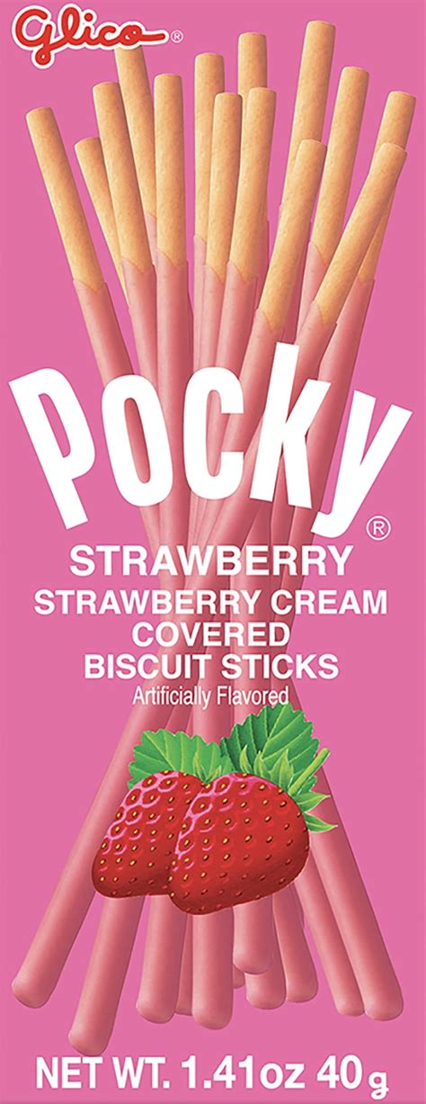 Pocky Glico Strawberry Creme Covered Biscuit Sticks 141 Oz