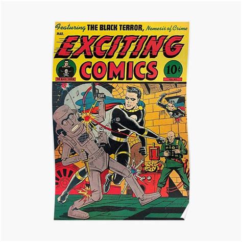 Póster Emocionante Comics 45 El Terror Negro Vintage Super Hero Pulp Arte De La Portada Del