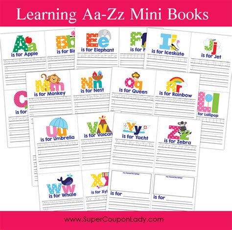 On the board or holding up an alphabet flashcard. Learning A-Z Mini Books - Super Coupon Lady