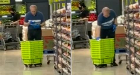 Supermarket Workers Shocking Act While Cleaning Shopping Baskets