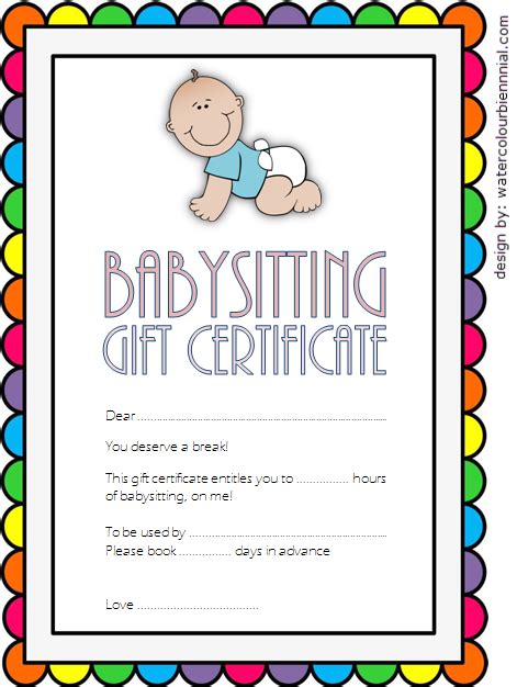 We explain what a babysitting license is, what different kinds of certification are available, how to get a license, and whether you can babysit without one. Babysitting Gift Certificate Template 1 FREE | Gift certificate template, Babysitting coupon ...
