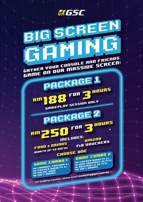 Golden screen cinema (gsc) mempelawa warganegara malaysia yang berkelayakan dan memenuhi syarat untuk menjadi sebahagian daripada syarikat terkemuka di malaysia iaitu gsc. Wahh! GSC Tawarkan Promosi Main 'Game' Dengan Skrin ...
