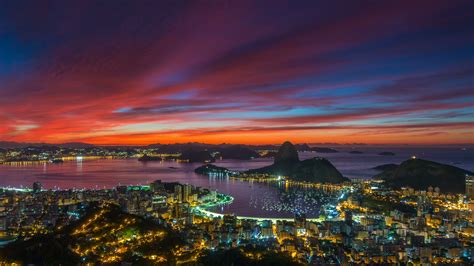 Gorgeous Sunset Rio De Janeiro City Famous Panorama 4k