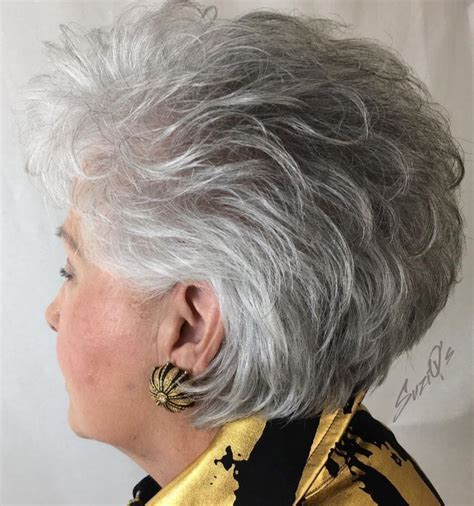 Older Womens Short Gray Layered Hairstyle Older Women Hairstyles