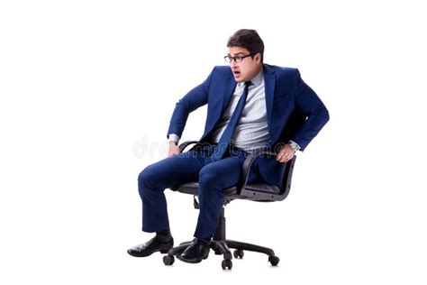 The Businessman Sitting On Office Chair Isolated On White Stock Image