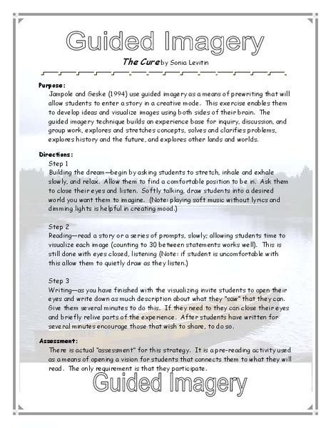 The Cure Guided Imagery Lesson Plan For 9th 12th Grade Lesson Planet