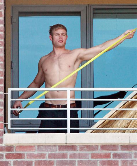 Fitnes Man Picture About A Shirtless Trevor Donovan Using A Measuring Tape