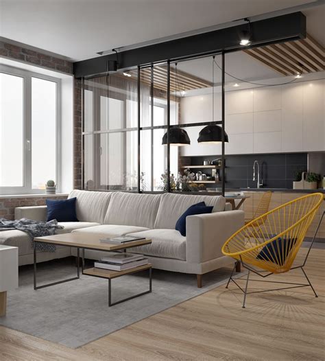 Salle de séjour-cuisine sur Behance | Open kitchen and living room