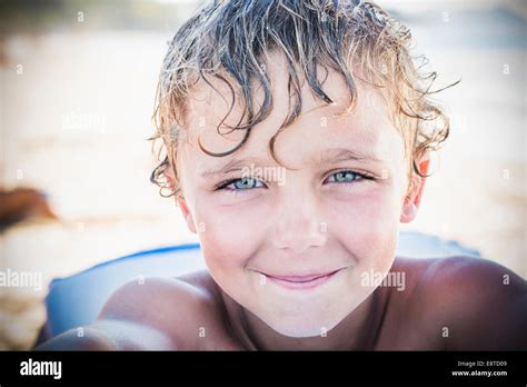 Caucasian Boy Smiling Stock Photo Alamy