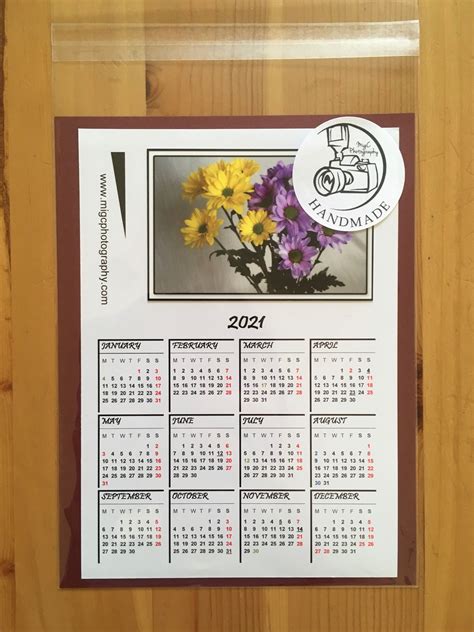 Floral A6 Anda5 Calendario Magnet 2022 Calendario Hecho A Mano Etsy