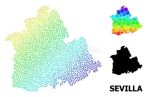 Vector Rainbow Colored Dotted Map Of Sevilla Province Stock Vector