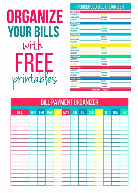 Free Printable Monthly Bill Organizer Bill Pay Checklist App Excel