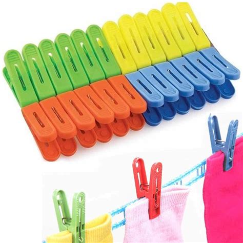 24 Plastic Clothespins Laundry Clips Clothes Pegs Pins Hangs Clothing Heavy Duty Ebay