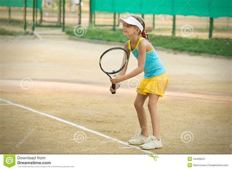 Athletic Young Girl Playing Tennis Stock Image Image Of Playing